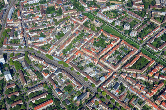 Rheinstraße Hildapromenade in the district Mühlburg in Karlsruhe in the state Baden-Wuerttemberg, Germany
