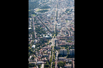 Kaiserstraße from the west in the district Innenstadt-West in Karlsruhe in the state Baden-Wuerttemberg, Germany