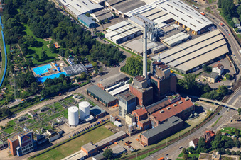 West thermal power station at Sonnenbad in the district Mühlburg in Karlsruhe in the state Baden-Wuerttemberg, Germany