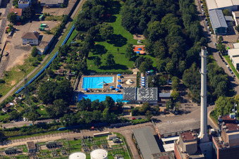 Sunbathing at the West Combined Heat and Power Plant in the district Mühlburg in Karlsruhe in the state Baden-Wuerttemberg, Germany