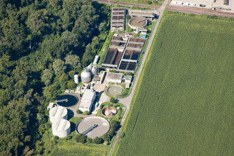 Sewage treatment plant in the district Knielingen in Karlsruhe in the state Baden-Wuerttemberg, Germany