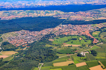 Aerial view of City view from the south in Jockgrim in the state Rhineland-Palatinate, Germany