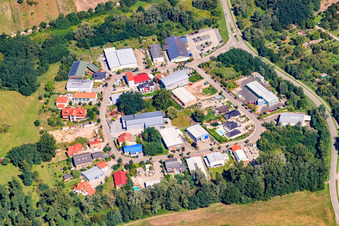 Aerial photograpy of Mittelwegring commercial area in Jockgrim in the state Rhineland-Palatinate, Germany