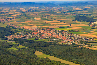 Aerial view of City view from the southeast in Kandel in the state Rhineland-Palatinate, Germany