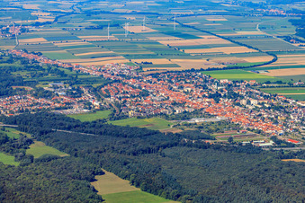 Aerial photograpy of City view from the southeast in Kandel in the state Rhineland-Palatinate, Germany
