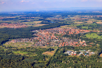 Aerial view of City view from the west in Jockgrim in the state Rhineland-Palatinate, Germany