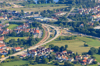 New railway underpass Ottstr in Wörth am Rhein in the state Rhineland-Palatinate, Germany from above
