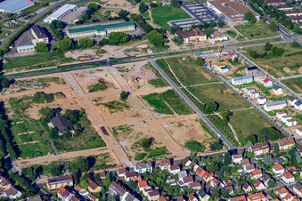 New development area Egon-Eiermann-Allee in the district Knielingen in Karlsruhe in the state Baden-Wuerttemberg, Germany