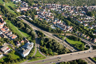 Entry and exit area of Edeltrud Tunnel in the district Beiertheim - Bulach in Karlsruhe in the state Baden-Wurttemberg out of the air