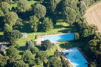 Aerial view of Rüppur, outdoor swimming pool in the district Rüppurr in Karlsruhe in the state Baden-Wuerttemberg, Germany