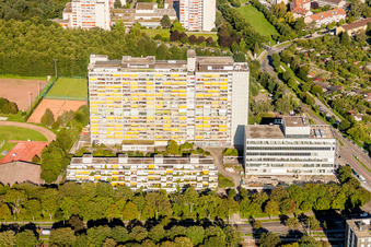 High-rise ensemble of Am Rueppurrer Schloss in the district Weiherfeld - Dammerstock in Karlsruhe in the state Baden-Wurttemberg, Germany