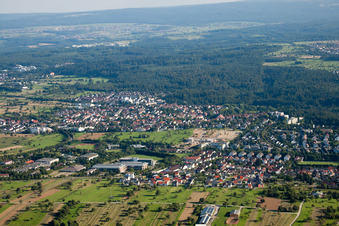 Aerial view of From the north in the district Busenbach in Waldbronn in the state Baden-Wuerttemberg, Germany