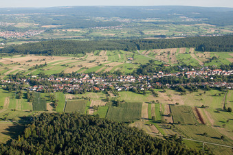 Aerial photograpy of District Auerbach in Karlsbad in the state Baden-Wuerttemberg, Germany