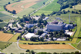 Building the decommissioned reactor units and systems of the NPP - NPP nuclear power plant EnBW Kernkraft GmbH, Kernkraftwerk Obrigheim in Obrigheim in the state Baden-Wurttemberg, Germany