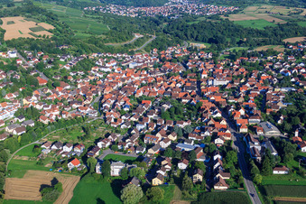 Aerial view of View of the town from the west in the district Ellmendingen in Keltern in the state Baden-Wuerttemberg, Germany