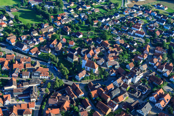 Aerial view of Barbara Church in the district Ellmendingen in Keltern in the state Baden-Wuerttemberg, Germany