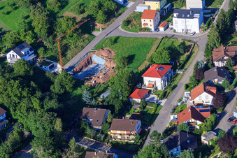 Aerial view of Winzerstr in the district Ellmendingen in Keltern in the state Baden-Wuerttemberg, Germany
