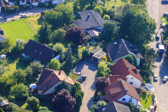 Small forest in the district Ellmendingen in Keltern in the state Baden-Wuerttemberg, Germany from the plane