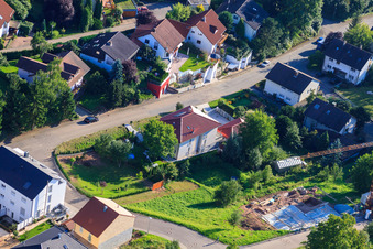 Winzerstr in the district Ellmendingen in Keltern in the state Baden-Wuerttemberg, Germany viewn from the air