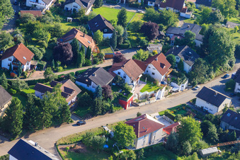 Drone recording of Winzerstr in the district Ellmendingen in Keltern in the state Baden-Wuerttemberg, Germany