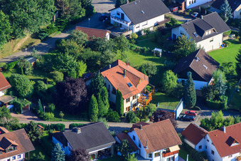 Small forest in the district Ellmendingen in Keltern in the state Baden-Wuerttemberg, Germany viewn from the air