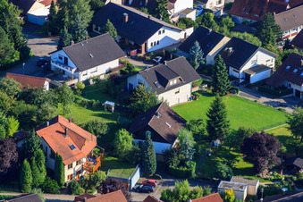 Drone recording of Small forest in the district Ellmendingen in Keltern in the state Baden-Wuerttemberg, Germany