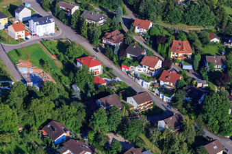 Winzerstr in the district Ellmendingen in Keltern in the state Baden-Wuerttemberg, Germany from the drone perspective