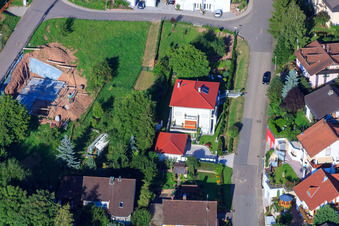 Winzerstr in the district Ellmendingen in Keltern in the state Baden-Wuerttemberg, Germany seen from a drone