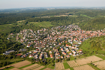 Town View of the streets and houses of the residential areas in the district Dietlingen in Keltern in the state Baden-Wurttemberg