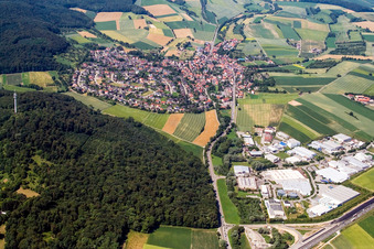 Aerial view of District Dühren in Sinsheim in the state Baden-Wuerttemberg, Germany