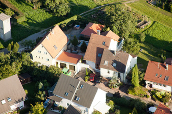 Bird's eye view of Mühlgasse in the district Gräfenhausen in Birkenfeld in the state Baden-Wuerttemberg, Germany