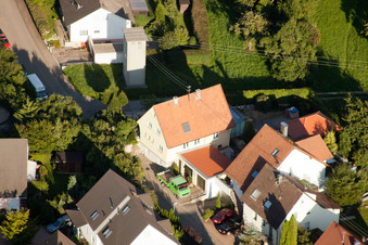 Drone recording of Mühlgasse in the district Gräfenhausen in Birkenfeld in the state Baden-Wuerttemberg, Germany