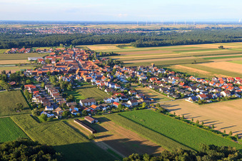 Tobacco village from the south in the district Hayna in Herxheim bei Landau in the state Rhineland-Palatinate, Germany