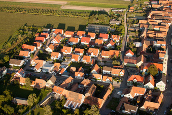 Aerial view of Garden path in Erlenbach bei Kandel in the state Rhineland-Palatinate, Germany