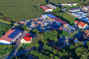 Aerial view of Workers' housing, BURG-HAUS in Minfeld in the state Rhineland-Palatinate, Germany