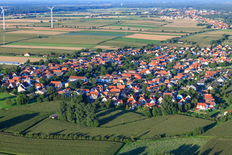 Dorm view from the west in Minfeld in the state Rhineland-Palatinate, Germany