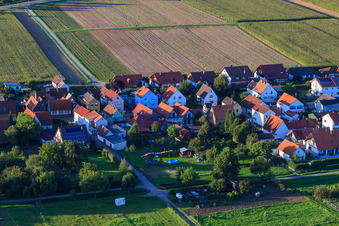 Aerial photograpy of In Gänsried in Freckenfeld in the state Rhineland-Palatinate, Germany