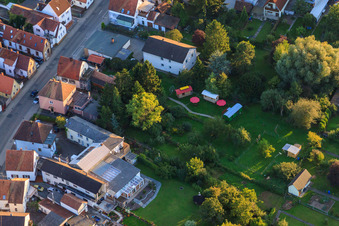 Aerial view of Villa Kunterbunt in Kandel in the state Rhineland-Palatinate, Germany