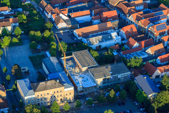 Aerial view of L. Riedinger Elementary School, Town Hall under renovation in Kandel in the state Rhineland-Palatinate, Germany