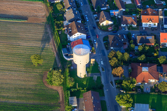 At the water tower in Kandel in the state Rhineland-Palatinate, Germany from a drone