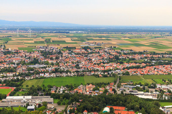 Aerial photograpy of City view from the south in Herxheim bei Landau in the state Rhineland-Palatinate, Germany