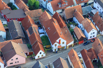 Oblique view of Juststraße, Restaurant Zum Schloddrer in Kandel in the state Rhineland-Palatinate, Germany