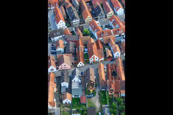 Juststraße, Restaurant Zum Schloddrer in Kandel in the state Rhineland-Palatinate, Germany seen from above