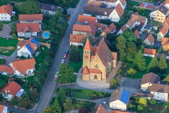 Oblique view of Catholic Church of St. Michael in Insheim in the state Rhineland-Palatinate, Germany