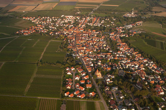 Aerial photograpy of Village view in Insheim in the state Rhineland-Palatinate, Germany
