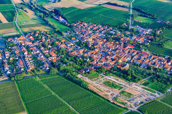 Aerial photograpy of New development area Am Apfelgarten in Impflingen in the state Rhineland-Palatinate, Germany