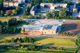 Bienwald Hall in Kandel in the state Rhineland-Palatinate, Germany seen from above