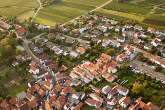 Neugasse in the district Godramstein in Landau in der Pfalz in the state Rhineland-Palatinate, Germany seen from above