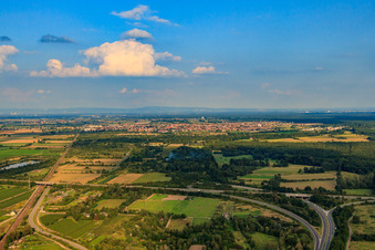 City view from the west in Haßloch in the state Rhineland-Palatinate, Germany