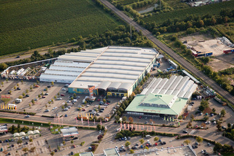 Retail park: Dehner, Hela, Globus in Neustadt an der Weinstraße in the state Rhineland-Palatinate, Germany